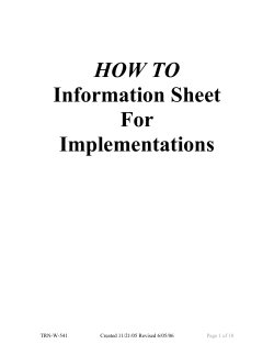 HOW TO Information Sheet For