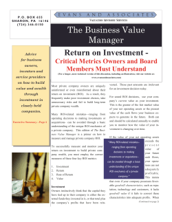 Return on Investment - The Business Value Manager