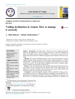 Voiding dysfunction in women: How to manage it correctly A. Abdel Raheem
