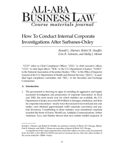 How To Conduct Internal Corporate Investigations After Sarbanes-Oxley