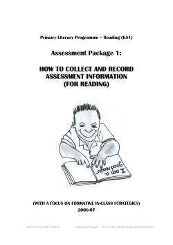 Assessment Package 1: HOW TO COLLECT AND RECORD ASSESSMENT INFORMATION