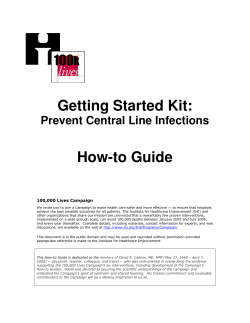 Getting Started Kit: How-to Guide Prevent Central Line Infections