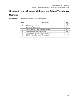 Chapter 5. How to Process VA Loans and Submit Them... Overview
