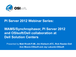 PI Server 2012 Webinar Series:  WAMS/Synchrophasor, PI Server 2012