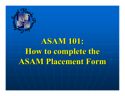 ASAM 101: How to complete the ASAM Placement Form
