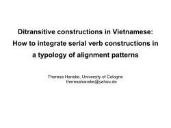 Ditransitive constructions in Vietnamese: How to integrate serial verb constructions in