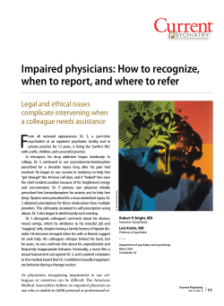 F Impaired physicians: How to recognize, Legal and ethical issues