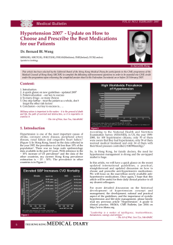 Hypertension 2007' - Update on How to for our Patients Medical Bulletin
