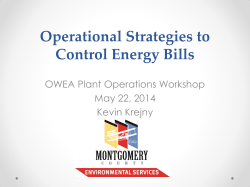Operational Strategies to Control Energy Bills OWEA Plant Operations Workshop May 22, 2014