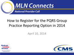 How to Register for the PQRS Group April 10, 2014