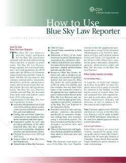 How to Use Blue Sky Law Reporter