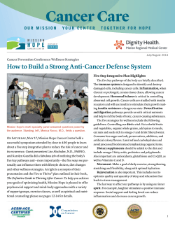 How to Build a Strong Anti-Cancer Defense System