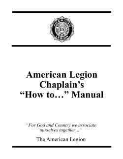 American Legion Chaplain’s “How to…” Manual