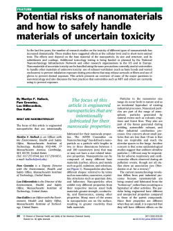 Potential risks of nanomaterials and how to safely handle FEATURE