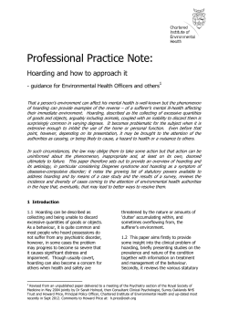 Professional Practice Note: Hoarding and how to approach it