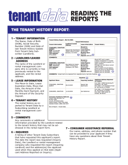READING THE REPORTS THE TENANT HISTORY REPORT: 1 – TENANT INFORMATION