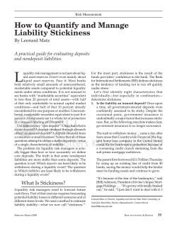 L How to Quantify and Manage Liability Stickiness By Leonard Matz