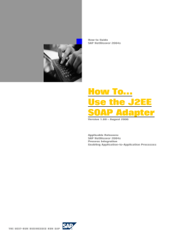 How To… Use the J2EE SOAP Adapter