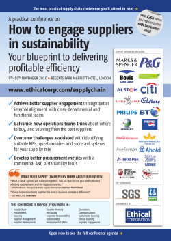 How to engage suppliers in sustainability Your blueprint to delivering profitable efficiency