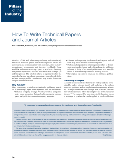 How To Write Technical Papers and Journal Articles Pillars of the