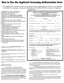 APPLICANT SCREENING AUTHORIZATION FORM