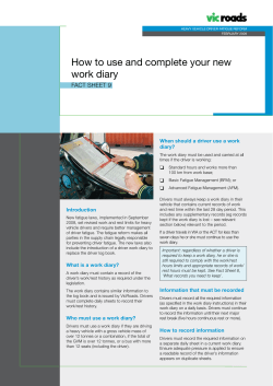 How to use and complete your new work diary FACT SHEET 9