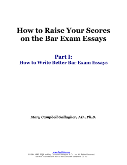 How to Raise Your Scores on the Bar Exam Essays Part I: