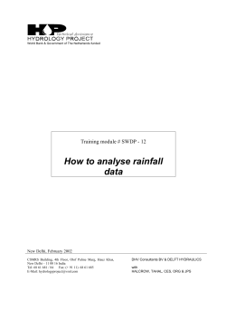 How to analyse rainfall data Training module # SWDP - 12