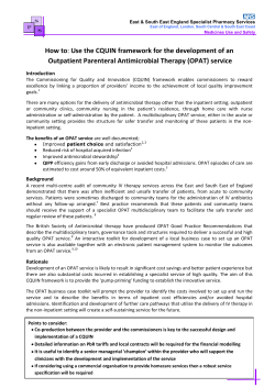 How to Outpatient Parenteral Antimicrobial Therapy (OPAT) service Introduction