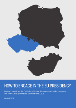 HOW TO ENGAGE IN THE EU PRESIDENCY