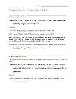 Writing Citations: How to Cite an Entire Print Work