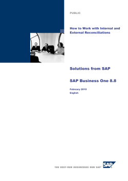 Solutions from SAP SAP Business One 8.8