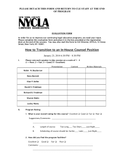 PLEASE DETACH THIS FORM AND RETURN TO CLE STAFF AT... OF PROGRAM  EVALUATION FORM