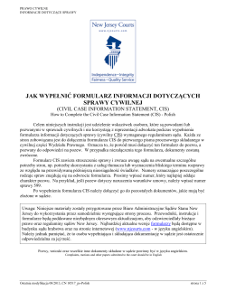 JAK WYPEŁNIĆ FORMULARZ INFORMACJI DOTYCZĄCYCH SPRAWY CYWILNEJ (CIVIL CASE INFORMATION STATEMENT, CIS)