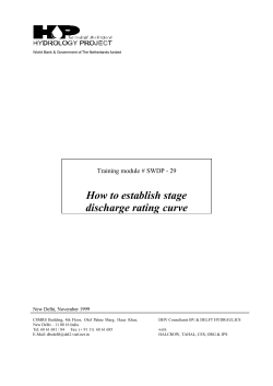 How to establish stage discharge rating curve New Delhi, November 1999