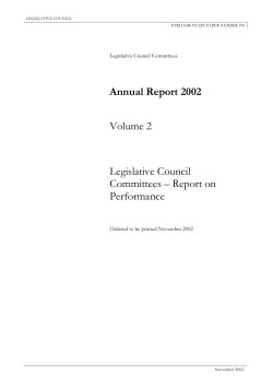 Annual Report 2002 Volume 2 Legislative Council Committees – Report on