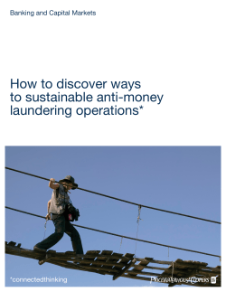 How to discover ways to sustainable anti-money laundering operations* Banking and Capital Markets