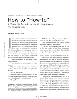 I How to “How-to” A Versatile Form Inspires Writing across the Curriculum
