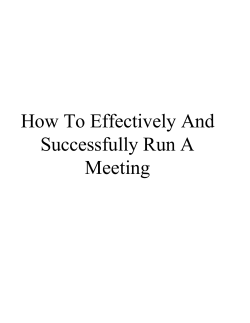 How To Effectively And Successfully Run A Meeting