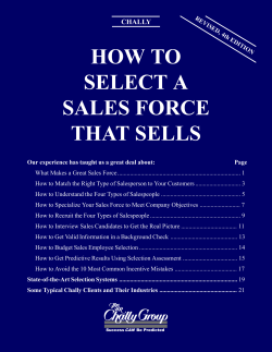 HOW TO SELECT A SALES FORCE THAT SELLS