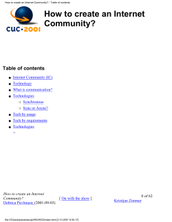How to create an Internet Community? Table of contents