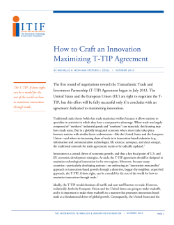 How to Craft an Innovation Maximizing T-TIP Agreement