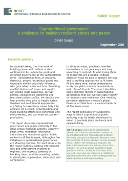 Supranational governance: a challenge to building resilient states and peace NOREF Report