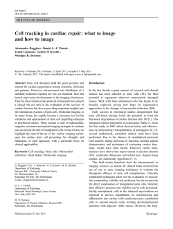 Cell tracking in cardiac repair: what to image MOLECULAR IMAGING Alessandro Ruggiero