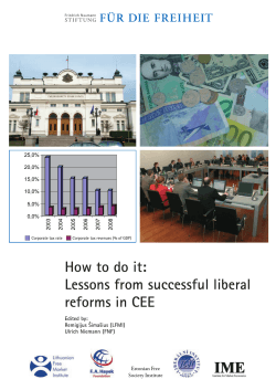 How to do it: Lessons from successful liberal reforms in CEE Edited by: