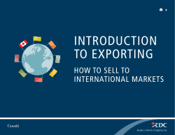 INTRODUCTION TO EXPORTING HOW TO SELL TO INTERNATIONAL MARKETS