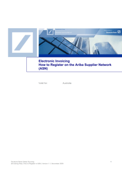 Electronic Invoicing  How to Register on the Ariba Supplier Network (ASN)