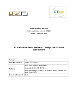 DELIVERABLE D7.1: EFG1914 Virtual Exhibition: Concept and Technical Specifications