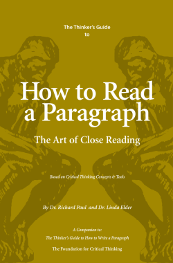 How to Read a Paragraph The Art of Close Reading The Thinker’s Guide