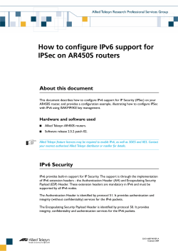 How to configure IPv6 support for IPSec on AR450S routers